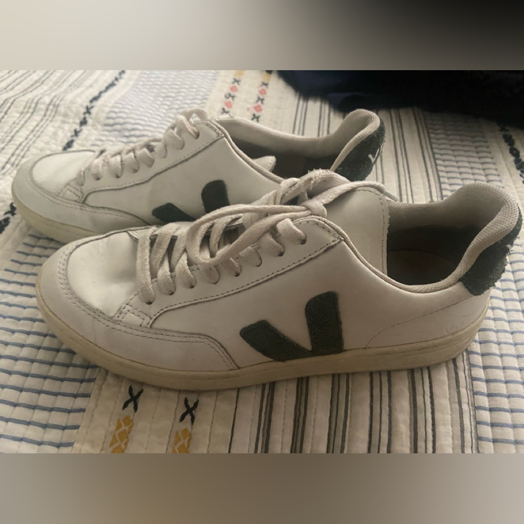 Veja + Net Sustain V-12 Suede-Trimmed Leather Sneakers